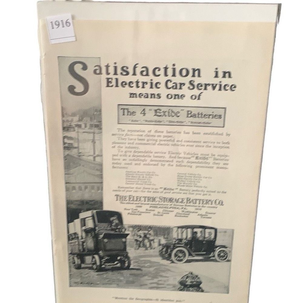 Vintage 1917 Electric Storage Battery Company Exide Ad Advertisement